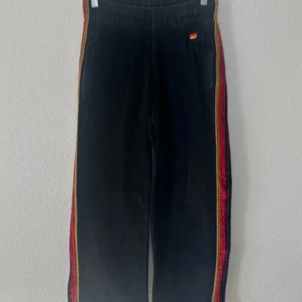 Aviator Nation Wide Leg terry pants w zip pockets green /zip pockets size xl 31"